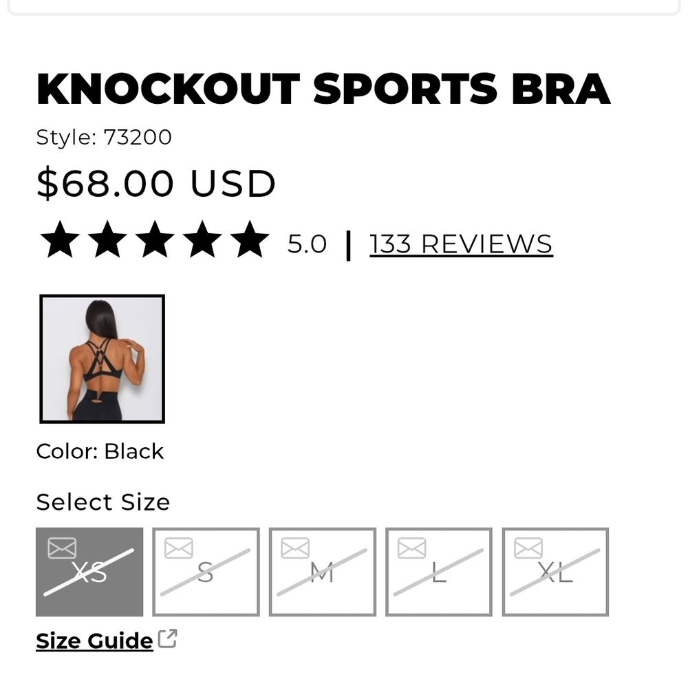 ⭐️BOMBSHELL SPORTSWEAR BLACK KNOCKOUT SPORTS BRA SZ S⭐️ - Picture 5 of 9